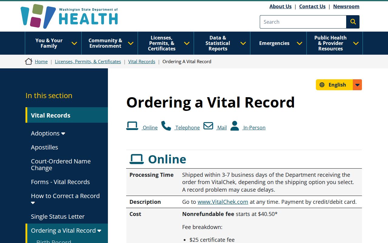 Covington people lookup through Washington vital record ordering