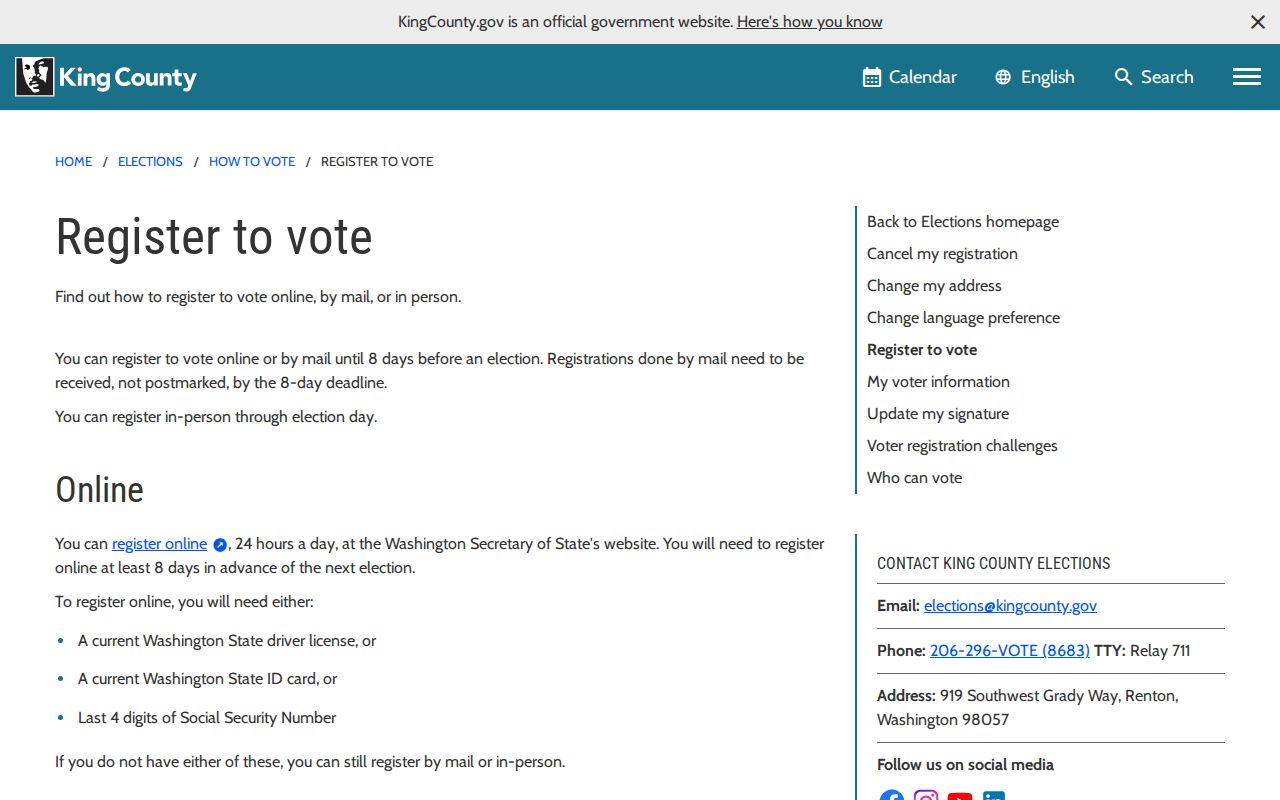Covington voter registration information from King County Elections